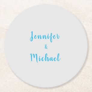 Posavasos Redondo De Papel Boda Profesional Clásico Sky Blue Gray
