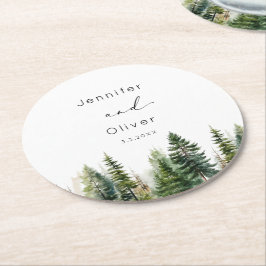 Posavasos Redondo De Papel boda rústico minimalista y elegante