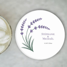 Posavasos Redondo De Papel Boda Simple Lavanda