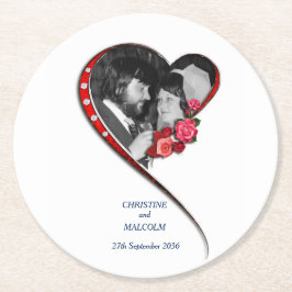 Posavasos Redondo De Papel Boda Swirling Heart