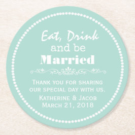 Posavasos Redondo De Papel Boda Verde De La Moneda Gracias Por Favorecer La P