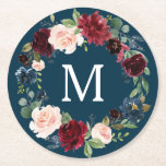 Posavasos Redondo De Papel Bodas de la Marina de Borgoña<br><div class="desc">¡Este bonito diseño de montaña es perfecto para cualquier evento! ¡Ideal para bodas,  duchas de novias,  duchas para bebés,  fiestas de aniversario y más! ¡Edite fácilmente! Vea todos nuestros artículos coincidentes aquí: https://www.zazzle.com/collections/burgundy_navy-119917195540733990?rf=238534829419020154</div>