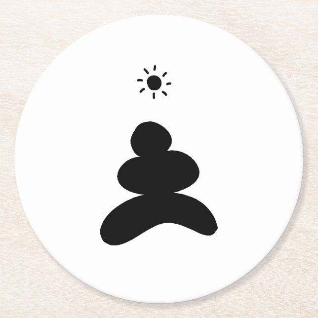 Posavasos Redondo De Papel Boho abstract Stone and Sun (Anverso)