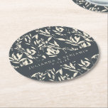 Posavasos Redondo De Papel Boho Black Hand Drake Floral Boda Personalizado<br><div class="desc">La Mano Negra Moderna De Boho Dibujó La Pascua Personalizado Boda Floral</div>