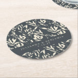 Posavasos Redondo De Papel Boho Black Hand Drake Floral Boda Personalizado<br><div class="desc">La Mano Negra Moderna De Boho Dibujó La Pascua Personalizado Boda Floral</div>