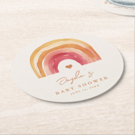 Posavasos Redondo De Papel Boho Rainbow Terracotta Baby Shower