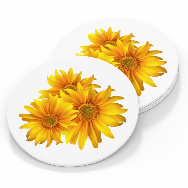 Posavasos Redondo De Papel Boho Sunflower Elegant Wedding Floral Amarillo (Subido por el creador)