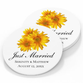Posavasos Redondo De Papel Boho Sunflower Elegante Floral Boda recién casado