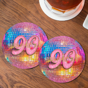 Posavasos Redondo De Papel Bola de baile Disco Bailando Brillo Rosa Oro Cumpl