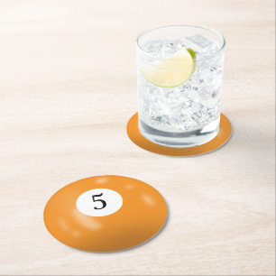 Posavasos Redondo De Papel Bola de billar número 5