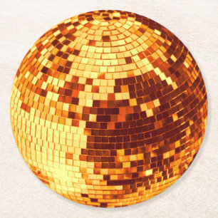 Posavasos Redondo De Papel bola de disco retro destello purpurina cumpleaños