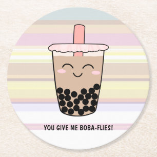 Posavasos Redondo De Papel Bollo de té de leche Boba