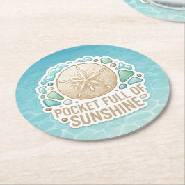 Posavasos Redondo De Papel Bolsillo Lleno de Sol