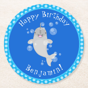 Posavasos Redondo De Papel Bombillas de narguile alegres, ilustracion persona