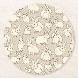 Posavasos Redondo De Papel Bonanza de Conejos Conejos Conejitos Cuidadosament