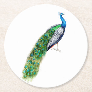 Posavasos Redondo De Papel Bonito Peacock