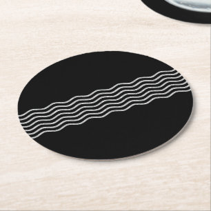 Posavasos Redondo De Papel Bonitos Olas de plata + tu fondo, texto e ideas