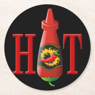 Posavasos Redondo De Papel Botella de Salsa Caliente