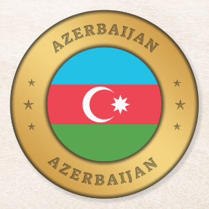 Posavasos Redondo De Papel botón Bandera de Azerbaiyán