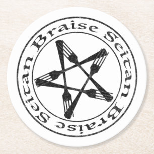 Posavasos Redondo De Papel Braise Seitan Vegan Pentagram (versión oscura)