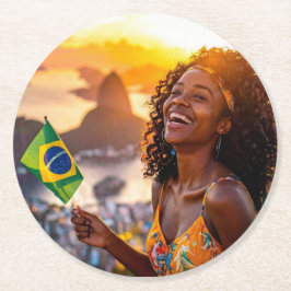 POSAVASOS REDONDO DE PAPEL BRASIL - AMO BRASIL