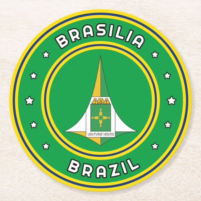 Posavasos Redondo De Papel Brasilia Escudo De Armas Brasil (Anverso)
