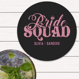 Posavasos Redondo De Papel Bride Squad Bright Pink