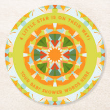Bright Orange Playful Green Fun Star Baby Shower
