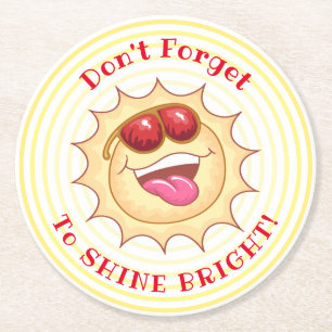 Posavasos Redondo De Papel Brillante Sonriente Sunshine