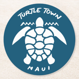Posavasos Redondo De Papel Buceo con tortugas marinas en Scuba - Turtle Town