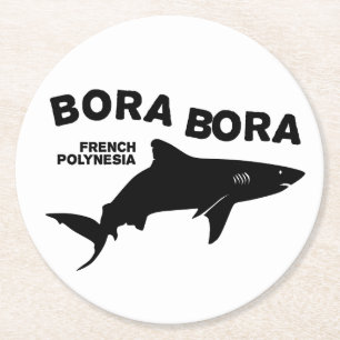 Posavasos Redondo De Papel Buceo De Tiburón En Bora Bora