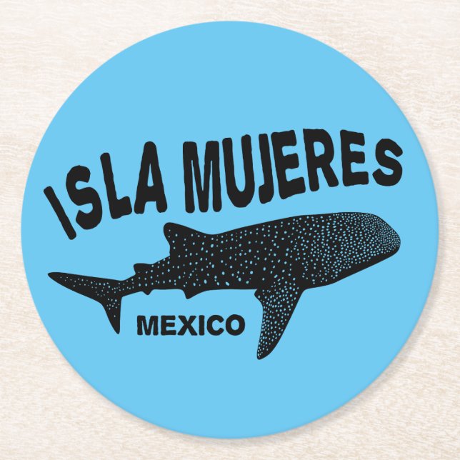 Posavasos Redondo De Papel Buceo de Whale Shark Scuba | Isla Mujeres (Anverso)