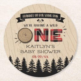 Posavasos Redondo De Papel Búfalo de bosque rústico colocado salvaje en un Ba