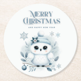 Posavasos Redondo De Papel Búho navideño