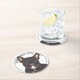 Posavasos Redondo De Papel Bulldog francés de Brindle Negro personalizado