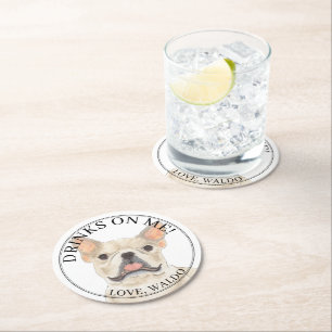 Posavasos Redondo De Papel Bulldog Francés Frenchie Crema Cervatillo Personal