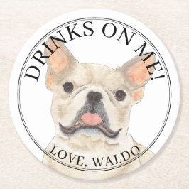 Posavasos Redondo De Papel Bulldog Francés Frenchie Crema Cervatillo Personal