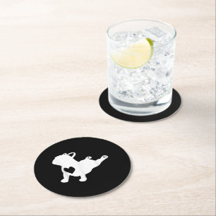 Posavasos Redondo De Papel Bulldog francés Yoga Pose Love Heart Gift