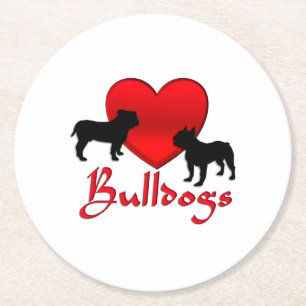 Posavasos Redondo De Papel Bulldoges cardíacos