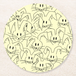 Posavasos Redondo De Papel Bunches de Bunnies en amarillo - sin costuras.