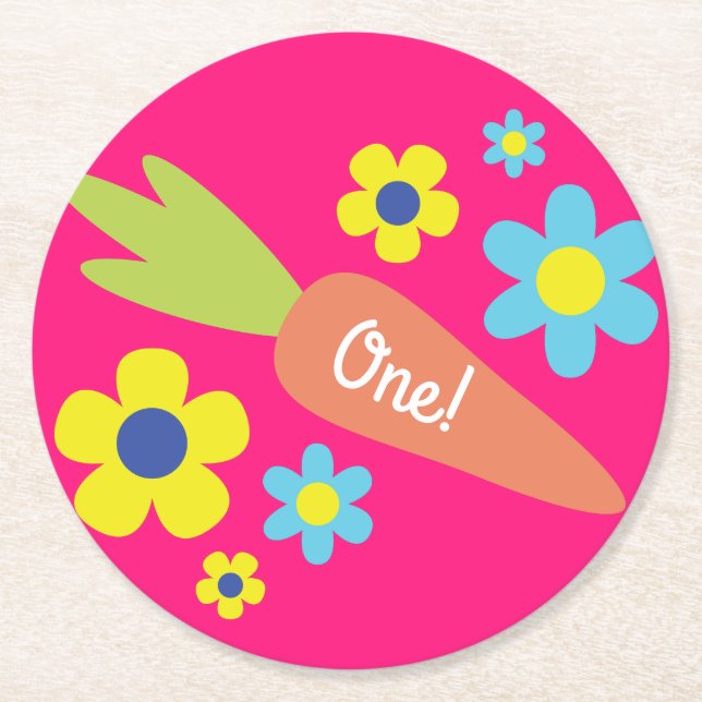 Posavasos Redondo De Papel Bunny Rabbit Easter Spring Birday Party (Anverso)