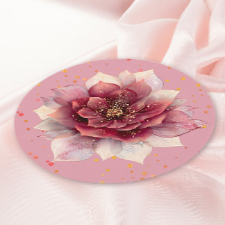 Posavasos Redondo De Papel Burgundy Dream Flower