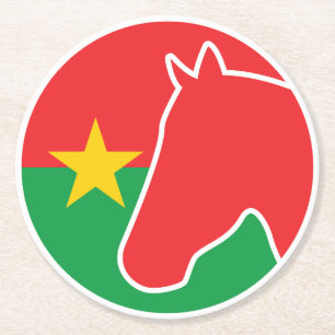 Posavasos Redondo De Papel Burkina Faso Caballo Bandera Nacional Burkinesa