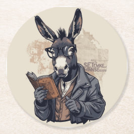 Posavasos Redondo De Papel Burro Sabio — Juego de Posavasos