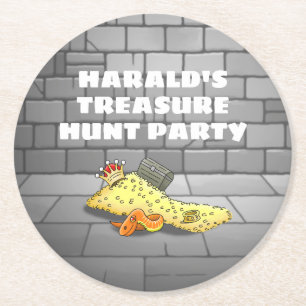 Posavasos Redondo De Papel Búsqueda del Tesoro