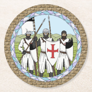 Posavasos Redondo De Papel Caballeros Templarios medievales