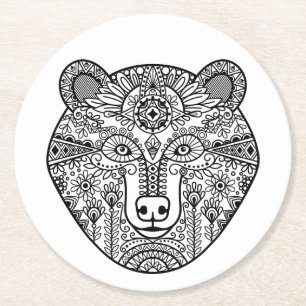 Posavasos Redondo De Papel Cabeza del oso del estilo