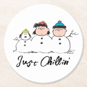 Posavasos Redondo De Papel Cacahuetes   3 Persona Snowman