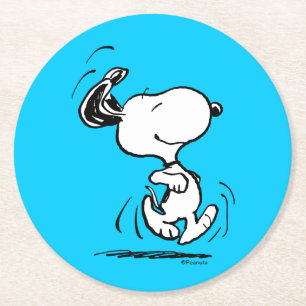 Posavasos Redondo De Papel Cacahuetes   Baile Snoopy Happy