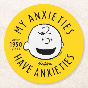 Posavasos Redondo De Papel Cacahuetes   Charlie Brown Nervous desde 1950